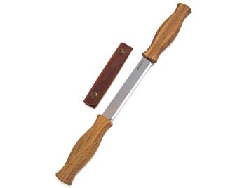 Drawknife with Oak Handle in Leather Sheath